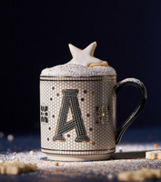 Exquisita Taza de Cerámica de 14 oz con Diseño de Letras, Apta para Lavavajillas, para Disfrutar de Café, Té y Capuchino, Decoración para el Hogar