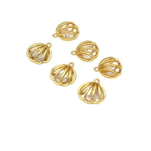 Plaqué or 18 carats, contient du zircon, pendentif en forme de coquille, breloque en forme de coquille Saint-Jacques, bracelet DIY, boucles d'oreilles, ornement D103D - Product Image 5
