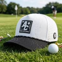 Casquette de baseball perforée personnalisée à 5 panneaux pour homme, style streetwear, avec cordon, perforations laser, performance golf, vente en gros