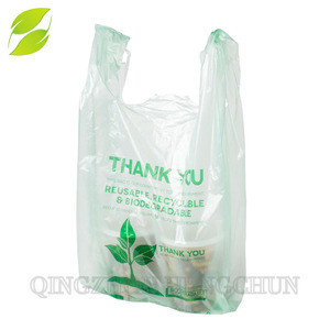Bolsas de plástico biodegradables y ecológicas de almidón de maíz 100% CFC, bolsas tipo camiseta, bolsas de compras para supermercado - Product Image 2