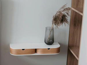 Table console flottante rétro, table de rangement murale pour entrée, design minimaliste, meuble mural pour salon - Product Image 3