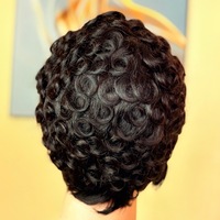 Perruques Courtes Afro Kinky Bouclées Chioma Pixie, 100% Cheveux Humains Brésiliens Non-Remy, Vente Directe Usine, pour Femmes Africaines, Couleurs Personnalisables