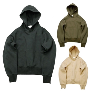 Pull à capuche en coton éponge français d'automne couleur unie avec logo en relief personnalisé ODM fourniture sérigraphie en soie - Product Image 2