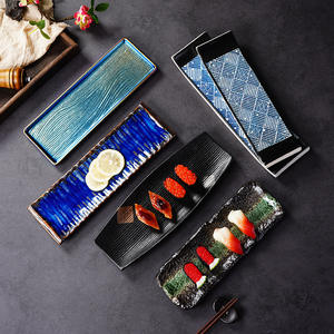 Assiette à <span class=keywords><strong>sushi</strong></span> rectangulaire en céramique, design oiseau vintage, style japonais, luxe léger, rétro, pour barbecue et cuisine japonaise - Product Image 1