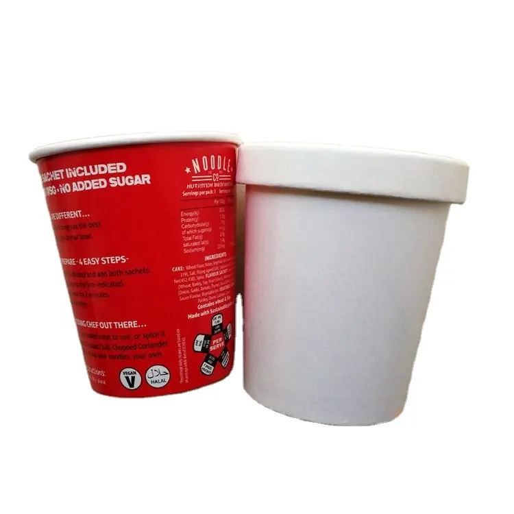 Sp867 8-10-12-16-26-32Oz Afhaalmaaltijden Samenstelbaar Pla Warm Voedsel Soep Kraftpapier Doos Kom Container Emmer Verpakking