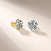 Anting-anting bunga moissanite perak 925, anting-anting klaster CZ berkilau untuk wanita, perhiasan untuk pemakaian sehari-hari dan acara spesial
