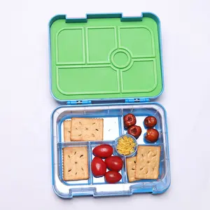 Langlebig BPA-freie kunststoff abnehmbare einfügen kinder bento box 6 unterteilt fächer einfache moderne porter bento lunch box