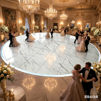 Plancher de danse rond en marbre blanc moderne et élégant, durable, en dalles à assembler, pour réceptions de mariage et événements de banquet