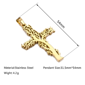 Colgante de Cruz con Árbol de la <span class=keywords><strong>Vida</strong></span> en Acero Inoxidable, Diseñ<span class=keywords><strong>o</strong></span> Delicado para Hombre - Product Image 3