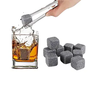 Reusable Chilling Soapstone Ice Cubes Set With Velvet Bag