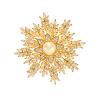 Broche unisexe en cuivre plaqué avec motif flocon de neige en pierre naturelle - Accessoires vestimentaires en gros, cadeau