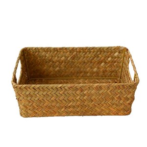 Woven Storage <b>Basket</b> Rectangle Yellow Extra <b>Small</b> Size Handmade Desktop Organizer - Product Image 3