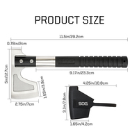 Hache tactique de survie SOG Camp Axe, hache compacte en acier durable avec marteau et étui pour le bushcraft en plein air (CH1001-CP)