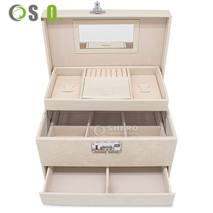 Large Capacity Jewelry Box With <b>Combination</b> Lock Clear Window Multi Layer Drawer Design Jewelry Storage Organizer - Product Image 2