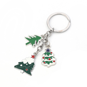 Santa Claus de Navidad de plata Color Multicolor árbol de copo de nieve de esmalte llavero - Product Image 2