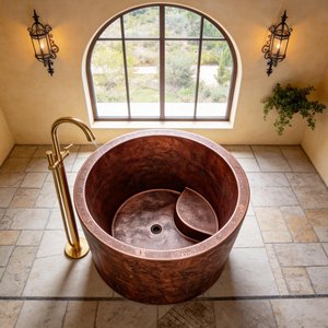 <span class=keywords><strong>Baignoire</strong></span> japonaise en cuivre sur mesure <span class=keywords><strong>avec</strong></span> <span class=keywords><strong>siège</strong></span> pour salle de bain de villa - Product Image 6