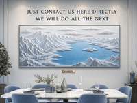 Décoration Murale 3D Nuage de Neige Sculpté, Cadre Argenté, pour Hall d'Hôtel, Hôtel de Montagne, Foyer, Personnalisable, Vente en Gros, OEM