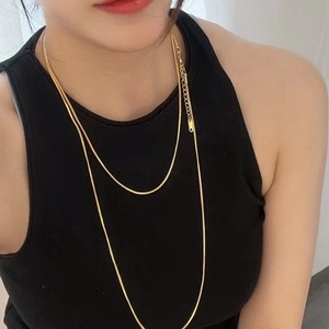 批发长款 47 英寸毛衣链项链双层不锈钢蛇骨链项链珠宝礼品 - Product Image 2