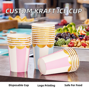 Tapas para vasos de helado de papel kraft de pared simple, de 5oz-20oz, con logo personalizado impreso, desechables, de grado alimenticio, al por mayor - Product Image 2