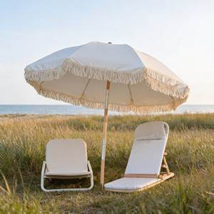 Conjunto de Sombrilla Bohemia de Grado Comercial, Silla de Madera de Teca y Gazebo con Flecos para Resorts de Alta Gama y <span class=keywords><strong>Propiedades</strong></span> Costeras - Product Image 3