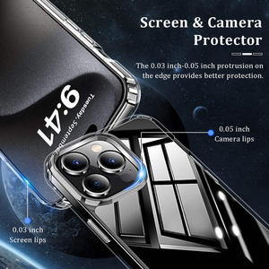 Coque de téléphone transparente 3 en 1 + protecteur d'objectif d'appareil photo + protecteur d'écran en verre trempé 9H pour Apple iPhone 15/ 14/ 13 Pro Max Plus - Product Image 2