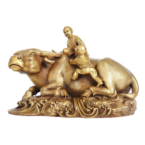 Copper World Brass Cowherd Riding Bull Figurine Handmade Chinese Style Desktop <b>Ornament</b> For Living Room Office Decoration - Product Image 4