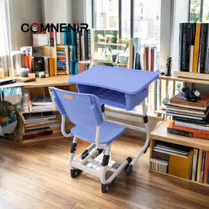 Vente en gros design moderne et bon marché pour un seul étudiant ensemble bureau et chaise d'école mobilier de classe primaire