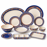 Service de vaisselle en mélamine pour la famille, comprenant assiettes, bols, tasses et ustensiles de service pour les repas quotidiens
