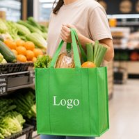 Hoge kwaliteit op maat gemaakte non-woven boodschappentas voor voedsel, fruit en groenten, opvouwbaar model met patroon en bedrukt logo