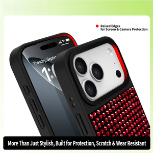 Coque tendance noire avec strass pour <span class=keywords><strong>iPhone</strong></span> 17 16 15 <span class=keywords><strong>14</strong></span> 13 12, dos en PC <span class=keywords><strong>noir</strong></span> luxueux orné de cristaux, protection anti-choc et bijoux - Product Image 4