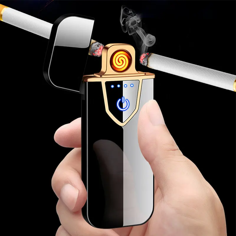 2023 hot colorful small and cheap flame heat wire touch screen mini electric usb cigarette lighter