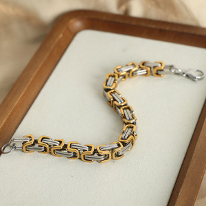 Aretas Chunky Punk Bijoux pulsera de cadena gruesa mujeres joyería de acero inoxidable Oro Negro Color hebilla cadena mujeres hombres pulsera - Product Image 5
