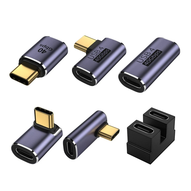 USB 4.0 PD 100W 8K 60Hz Charger Connector for Laptop 40Gbps High Speed USB C OTG L Shape Straight Angle Male to Female Adapter