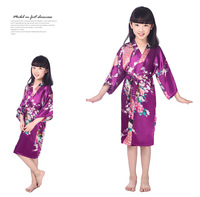Vente en gros de peignoir en soie à imprimé floral de designer kimono peignoir pour enfants pyjamas pour filles