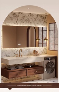 Meuble de machine à laver de style Mid-Century avec vasque intégrée, meuble-lavabo personnalisé pour salle de bain, armoire de buanderie pour balcon - Product Image 5