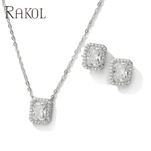 Rakol Sp3347 2022 Phụ Nữ Của Thời Trang Đơn Giản Thiết Lập Cubic Zirconia Vòng Cổ Bạc Pha Lê Bông Tai Đồ Trang Sức - Product Image 2