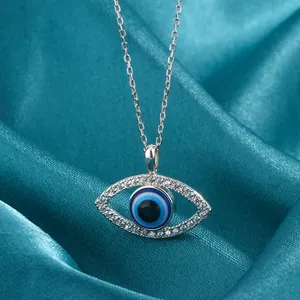 Hot Selling 925 Sterling Silver Devil Blue Eyes Pendant Women Necklace Jewelry