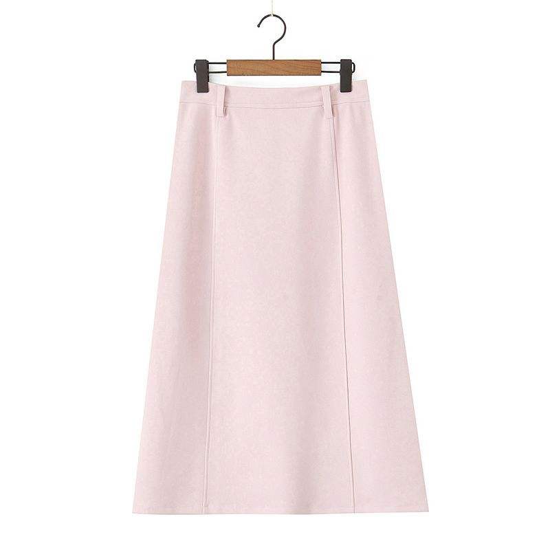 กระโปรงมิดี้สีชมพู