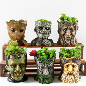 Vaso per Piante a Forma di Testa Umana con Fiori Verdi, Decorazione Creativa per la Casa WF6061000 - Product Image 2