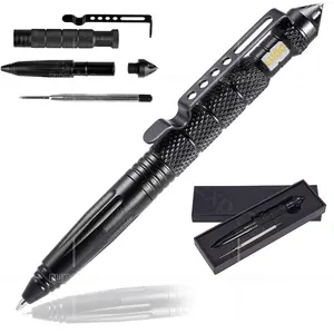 Outdoor Tactical Pen, Professional Pen, Emergency Glass Breaker Pen - Tungsten Steel, Writing Tool with 6 Refill