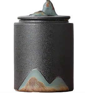 Urna in Ceramica Nera Economica per Ceneri di Animali Domestici, Decorativa e Commemorativa - Product Image 1