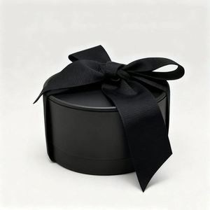 Luxury Simple Customized Logo Round Packaging Box for Jewelry With Bowknot <b>Ribbon</b> - Product Image 1