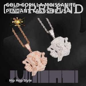 Shining USA Envío Rápido desde Stock Local Colgante Brillante de Plata de Ley 925 Chapado en Oro Rosa con Moissanita Diseño Iced Hip Hop - Product Image 2