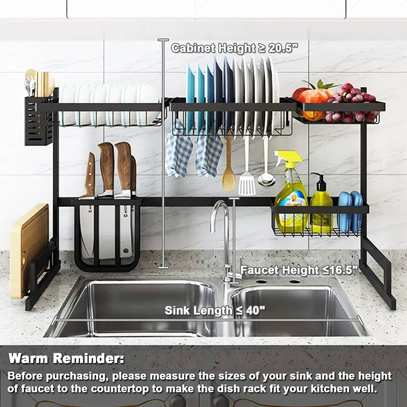 Kitchen Basket Storage Over The Sink Dish Drying Rack Organization Adjustable Dish Drying Rack