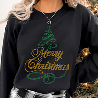 Transfert thermocollant de Noël de bonne qualité avec motif Joyeux Noël personnalisé en strass pour sweats à capuche et t-shirts