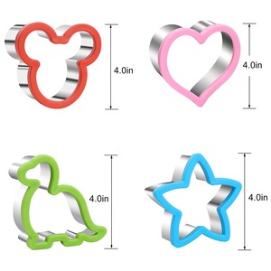 Eco-friendly 4pcs <span class=keywords><strong>Mouse</strong></span> Dinosaur Star Heart cucina in acciaio inox strumenti di cottura per bambini Sandwich Cookie Cutter Mold Stamp Set - Product Image 4