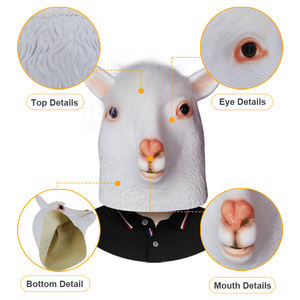 หน้ากากปาร์ตี้วันฮาโลวีนหน้ากากโคลนม้า Alpaca,อุปกรณ์ประกอบฉากสัตว์หัวม้า Alpaca หน้ากากยางแพะ - Product Image 3