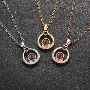 Joyería de Moda, Collar con Colgante de Corazón de Cobre con Proyección de Foto Personalizada, Moderno, Te Amo, para Mujer - Product Image 2