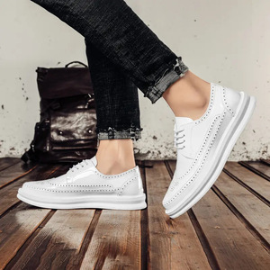 Oxford Shoes Fashion <strong>Brogue</strong> Men Leather Formal Dress Shoes Man Comfortable Office Party Footwear <strong>White</strong> <strong>Black</strong> - Product Image 4