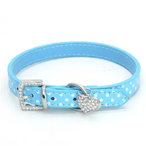 FREE SAMPLE Hot Sale Exquisite Flexible Pet Rhinestones Buckle Collars Dog Cat Fancy Heart Shaped Necklace Cute Pet Collars